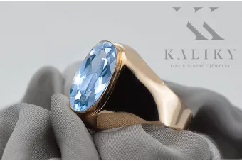 Originales Vintage-Roségold aus 14 Karat Aquamarin Ring Vintage vrc077r